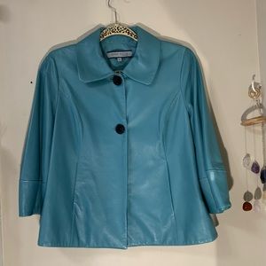 Baby Blue Leather Anne Klein Jacket